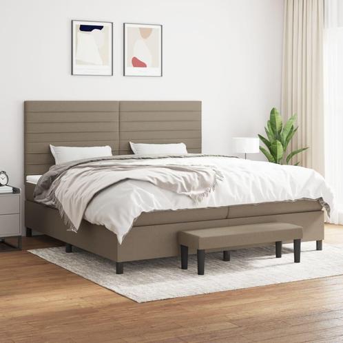 vidaXL Boxspring met matras stof taupe 200x200 cm, Huis en Inrichting, Slaapkamer | Bedden, Overige maten, 200 cm, Tweepersoons