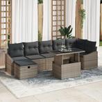 vidaXL 8-delige lounge set met kussens in grijs poly rattan, Tuin en Terras, Verzenden, Nieuw, Rotan, Loungeset