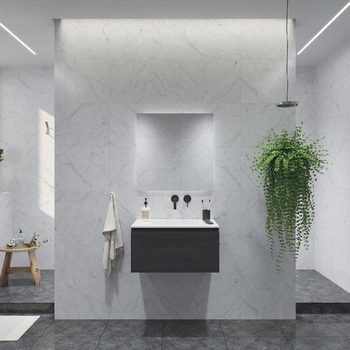 Badkamermeubelset Gliss Eros 80 cm Met Wastafel Zwart Eiken, Doe-het-zelf en Verbouw, Sanitair, Bad, Nieuw, Ophalen of Verzenden