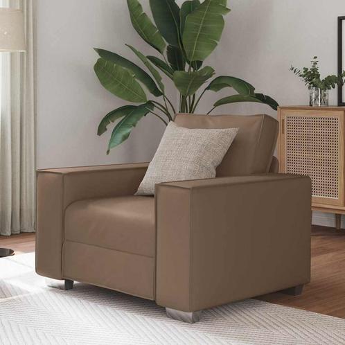 vidaXL Sofa Stoel 59 cm met kussen Cappuccino Kunstleer, Huis en Inrichting, Banken | Bankstellen, Nieuw, Leer, Verzenden