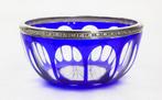 Kom - .800 zilver - Large cut crystal bowl with silver
