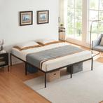Metalen bedframe Vårdö 180x200 cm met bedbodem en matras zwa, Verzenden, Nieuw
