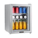 Tafelmodel Mini Koelkast Glazen Deur 42L Zilver Metalli, Witgoed en Apparatuur, Zonder vriesvak, Nieuw, Ophalen of Verzenden, Minder dan 75 liter