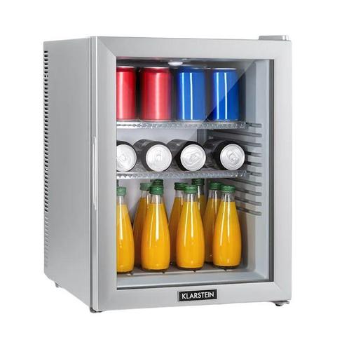 Tafelmodel Mini Koelkast Glazen Deur 42L Zilver Metalli, Witgoed en Apparatuur, Koelkasten en IJskasten, Minder dan 75 liter, Nieuw