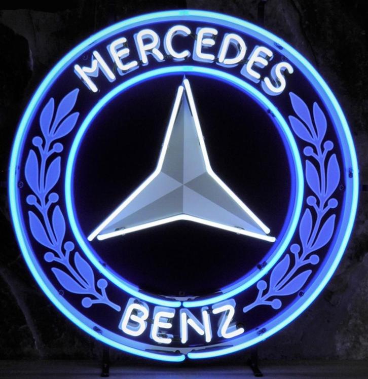 Mercedes-Benz Logo Neon Verlichting 70 cm - Blauw, Wit, Verzamelen, Automerken, Motoren en Formule 1, Ophalen