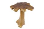 Massieve bijzettafel ROOT 60cm teak met jaarringen - 38238, Ophalen of Verzenden, Nieuw