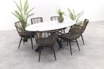 GI Ovale tuinset Scotland marmerlook wit/Jasmine natural –7, Tuin en Terras, Tuinsets en Loungesets, Verzenden, Nieuw, Wicker