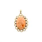 Gouden hanger met camee, saffier en diamant 0,21 ct.  | A..., Ophalen of Verzenden, Gebruikt, Goud, Overige merken