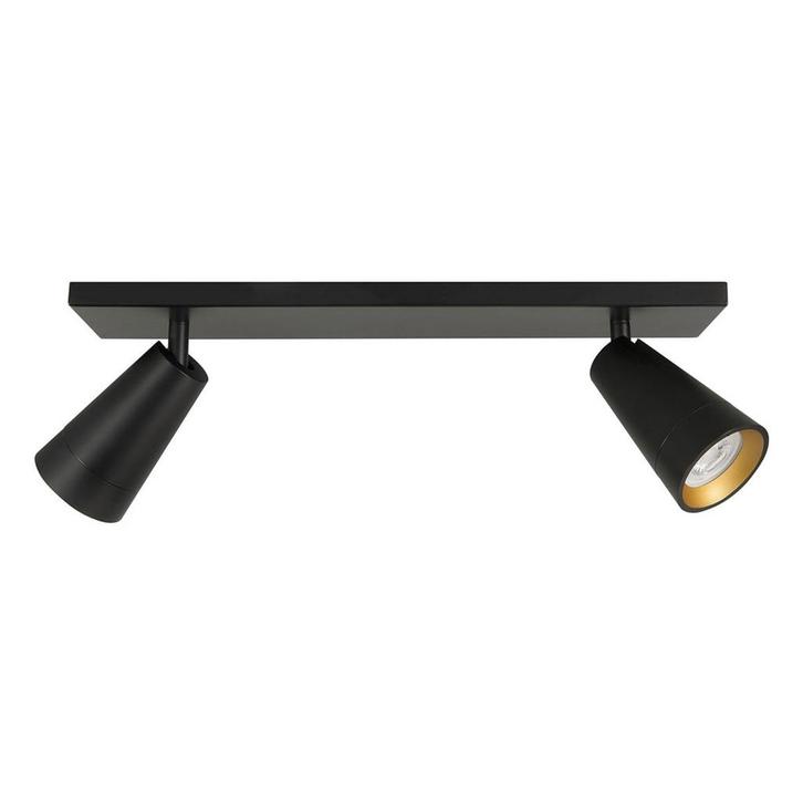 Opbouwspot Petunia | Zwart Goud Metaal | Langwerpig | GU10, Huis en Inrichting, Lampen | Spots, Plafondspot of Wandspot, Nieuw