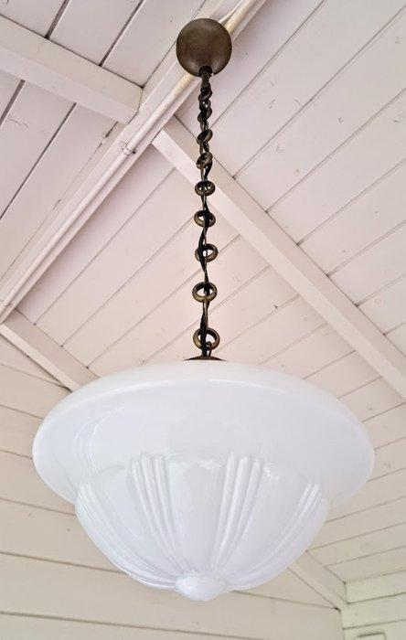 Plafondlamp - Phililite Pendant - messing, opalineglas, Antiek en Kunst, Kunst | Designobjecten