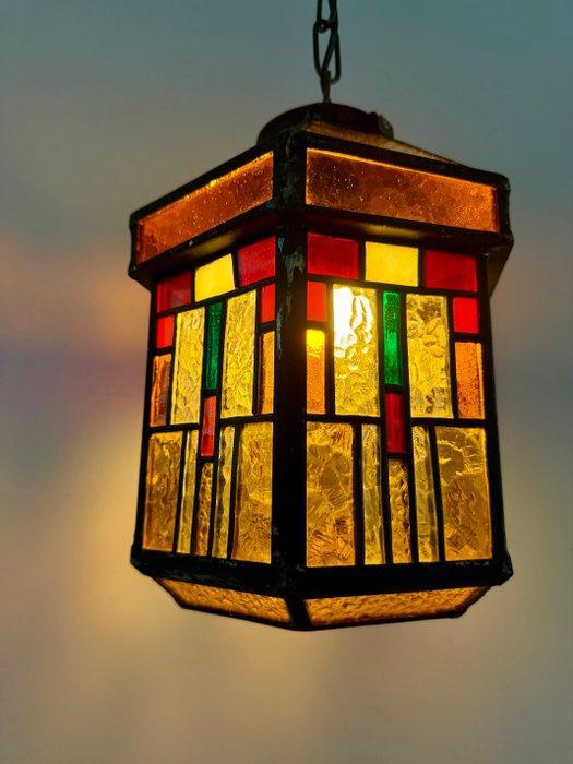 Plafondlamp - 1920s Art Deco - Glas-in-lood, Antiek en Kunst, Curiosa en Brocante