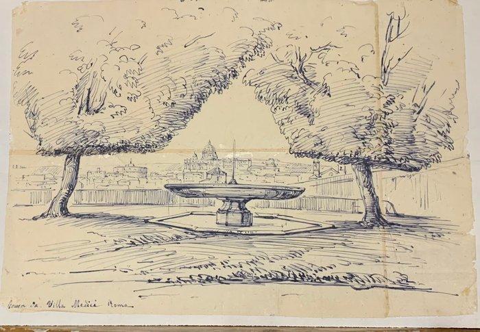 Antonio Senape (1788-1850) - Roma da Villa Medici, Antiek en Kunst, Kunst | Schilderijen | Klassiek