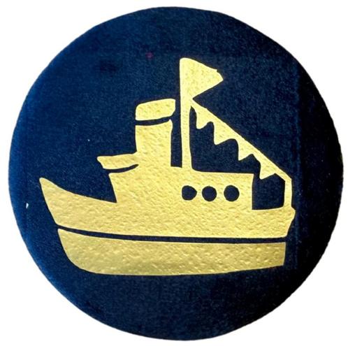 Baretspeld / button met de stoomboot blauw, Diversen, Sinterklaas, Nieuw, Ophalen of Verzenden