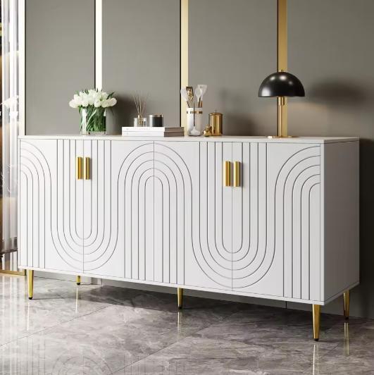 Dressoir 152 cm –Modern Opbergkast met Lades en Gouden Handg, Huis en Inrichting, Kasten | Dressoirs, Nieuw, Verzenden