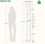 Hoge Witte Badkamerkast met Deuren, Lade en Open Vak 180 cm, Huis en Inrichting, Badkamer | Badkamermeubels, Verzenden, Nieuw