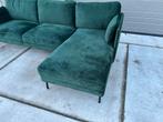 Schitterende groene velvet hoekbank, Huis en Inrichting, Banken | Bankstellen, Hoekbank, Zo goed als nieuw, 200 tot 250 cm, Vierpersoons of meer