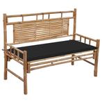 vidaXL Tuinbank met kussen 120 cm bamboe, Tuin en Terras, Tuinbanken, Verzenden, Nieuw, Hout