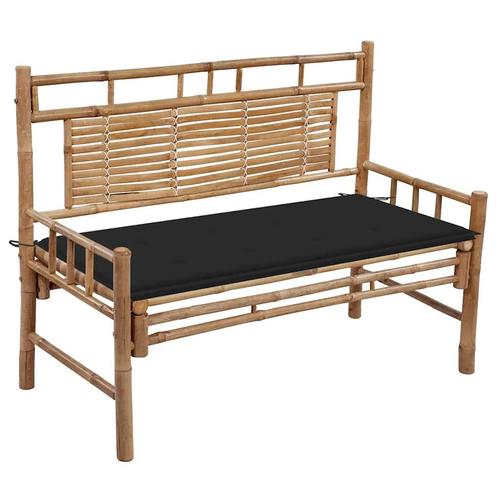 vidaXL Tuinbank met kussen 120 cm bamboe, Tuin en Terras, Tuinbanken, Nieuw, Hout, Verzenden