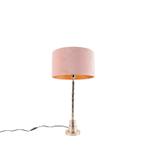 Art Deco tafellamp goud 35 cm met velours roze kap - Pisos, Huis en Inrichting, Lampen | Tafellampen, Nieuw, 50 tot 75 cm, Art Deco