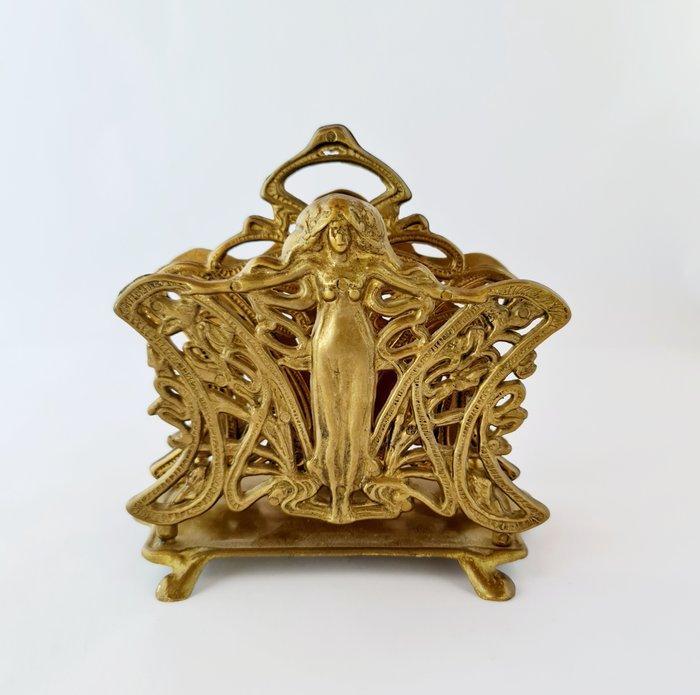 Brievenhouder - Vintage messing meisjesbriefhouder of servet, Antiek en Kunst, Curiosa en Brocante