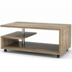 3-Laags Salontafel Houten Theetafel met 4 Wielen Bijzettafel
