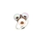 Witgouden ring met parel en diamant | 0,06 ct., Gebruikt, Overige kleuren, Ophalen of Verzenden, Kleiner dan 17