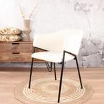 Eetkamerstoel met armleuning  Boucle Wit - Armstoel Wit, Huis en Inrichting, Stoelen, Ophalen of Verzenden, Nieuw, Wit