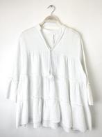 Katoenen blouse met volants - uitlopende mouwen - ronde, Nieuw