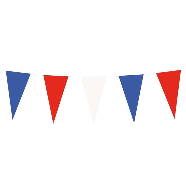 Papieren Vlaggenlijn Rood-Wit-Blauw (10m), Hobby en Vrije tijd, Feestartikelen, Nieuw, Ophalen of Verzenden