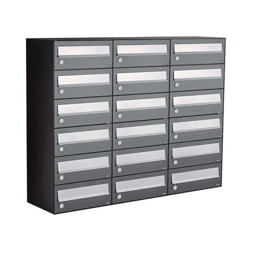 Brievenbusunit Hive set wand 3-breed, 6-hoog - antraciet, Tuin en Terras, Brievenbussen, Nieuw, Verzenden