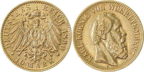 Duitsland 10 Mark Karl von Wuerttemberg 1890 F goud J 294..., Postzegels en Munten, Munten | Europa | Niet-Euromunten, Verzenden