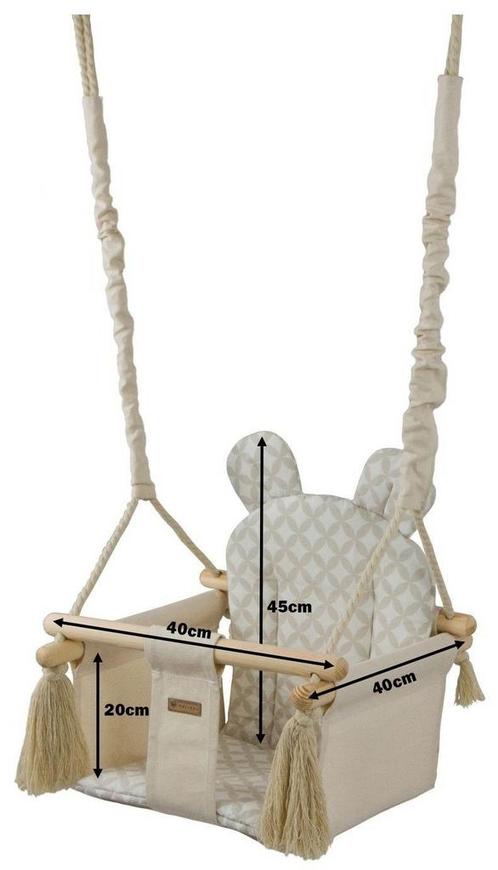 Handgemaakte babyschommel van katoen en hout - duurzaam c..., Kinderen en Baby's, Speelgoed | Buiten | Speeltoestellen, Schommel