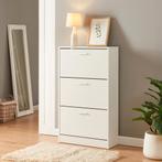 Schoenenkast Sykkylven 3 kleppen wit 103x60x24 cm [en.casa], Verzenden, Nieuw