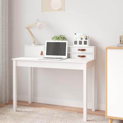 vidaXL Bureau 110x50x93 cm massief grenenhout wit, Huis en Inrichting, Bureaus, Nieuw, Verzenden