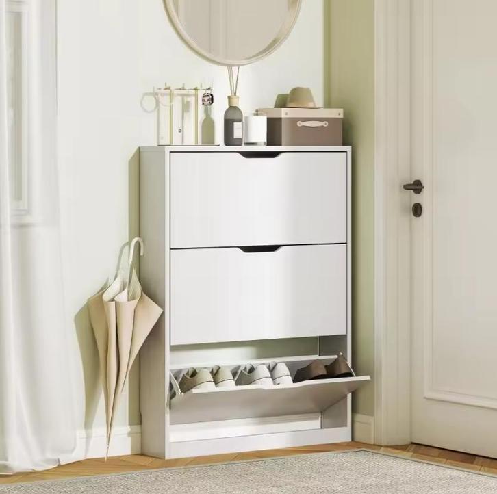 Smalle Schoenenkast met 3 Klapladen – 80 cm – Wit, Huis en Inrichting, Kasten | Schoenenkasten, Nieuw, Verzenden