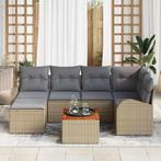 vidaXL Tuin Sofa Set 7 pcs beige en lichtgrijs, Verzenden, Nieuw, Rotan