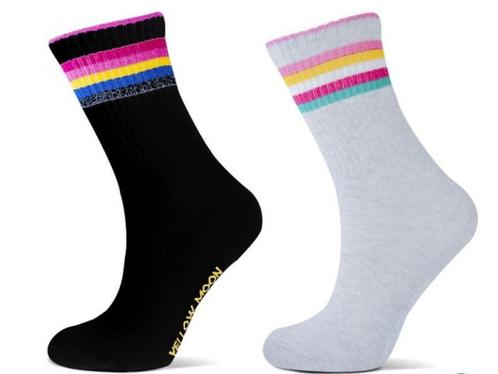 2 Paar meisjes sokken - Glitter-Strepen - Zwart/Grijs, Kinderen en Baby's, Kinderkleding | Schoenen en Sokken, Verzenden