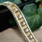 Gouden visgraat schakel armband met diamant; 0,28 ct. | 1..., Sieraden, Tassen en Uiterlijk, Armbanden, Gebruikt, Overige kleuren
