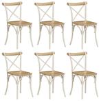vidaXL Kruisstoelen 6 st massief mangohout wit, Huis en Inrichting, Stoelen, Verzenden, Nieuw, Wit