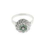 Gouden ring met smaragd en diamant; 0,03 ct., Gebruikt, Overige kleuren, Ophalen of Verzenden, 17 tot 18