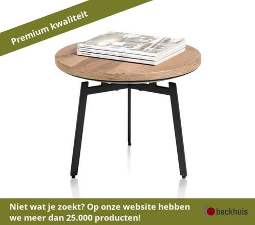 XOOON Halmstad bijzettafel metaal/eiken Ø50x40 cm - Zwart, Huis en Inrichting, Tafels | Bijzettafels, Nieuw, Overige materialen