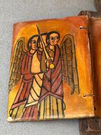 handpainted coptic double wooden icon - Ethiopia. (Zonder, Antiek en Kunst