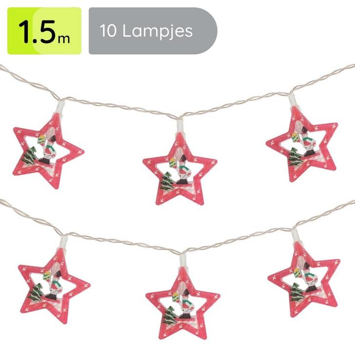 Kerstverlichting Ster met Sneeuwpop - 1.5m - 10 Lichtjes -, Diversen, Kerst, Nieuw, Verzenden
