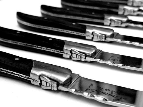Laguiole - 6x Luxury Steak Knives - Black Ebony Wood - style, Antiek en Kunst, Antiek | Keukenbenodigdheden