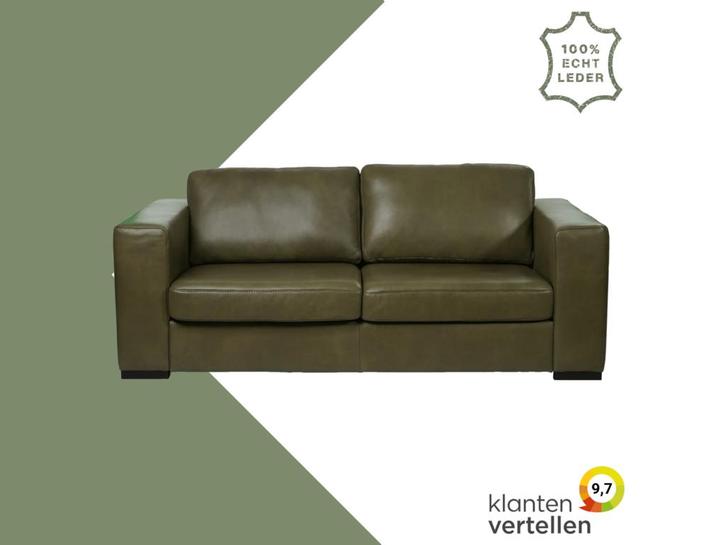 Leren bank Flow - 2,5 zits - Granada Moss (olijf/groen) -, Huis en Inrichting, Banken | Bankstellen, 200 tot 250 cm, 75 tot 100 cm