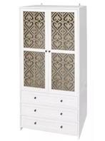 Boho Witte Opbergkast met Rotan en 3 Lades – 80x48x180 cm, Huis en Inrichting, Kasten | Ladekasten, Verzenden, Nieuw