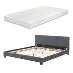 Aron Bedframe kunstleer en matras 180x200 donkergrijs, Huis en Inrichting, Slaapkamer | Bedden, Verzenden, Nieuw