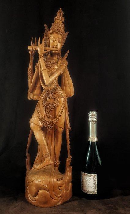 Grote 67cm! Kreshna-beeldje ondertekend. - Indonesië (Zonder, Antiek en Kunst, Kunst | Niet-Westerse kunst