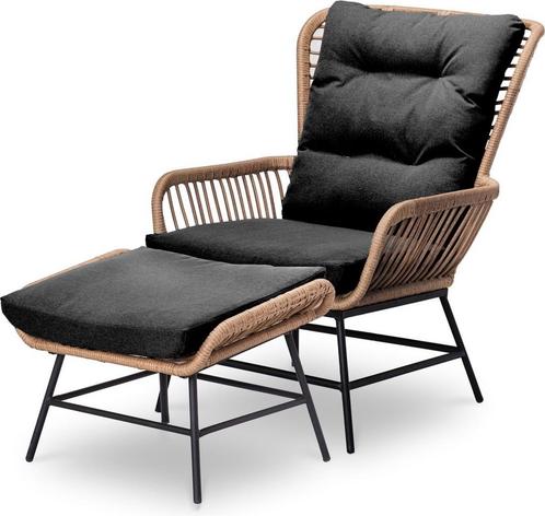 Loungestoel Dex met voetenbankje | Bamboe, Tuin en Terras, Tuinstoelen, Ophalen of Verzenden