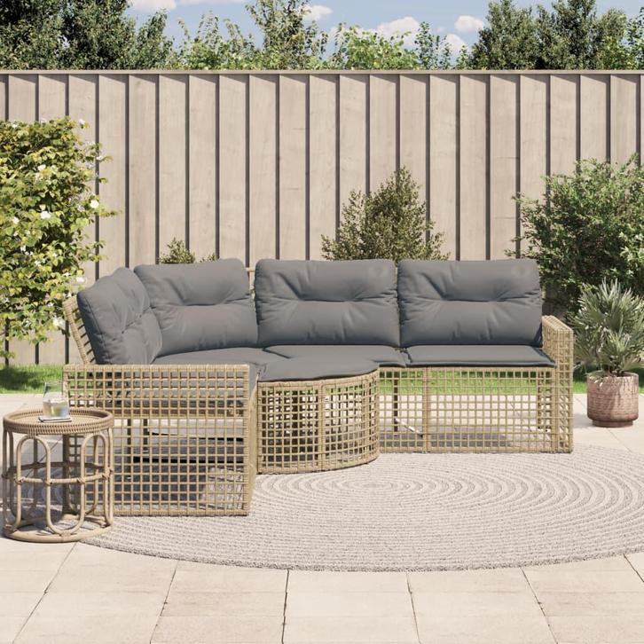 vidaXL Tuinbank met kussens en voetensteun L-vormig poly, Tuin en Terras, Tuinsets en Loungesets, Nieuw, Rotan, Verzenden